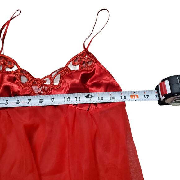 Vintage Seductive Wear Babydoll Red Sheer Half Slip Lengiere - Medium - Picture 6 of 7